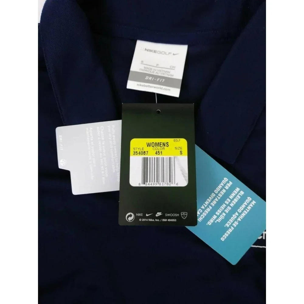 Nike Dri Fit Women Golf Shirt V Neck Collar Small Roche Blue Embroidered New - Picture 7 of 11